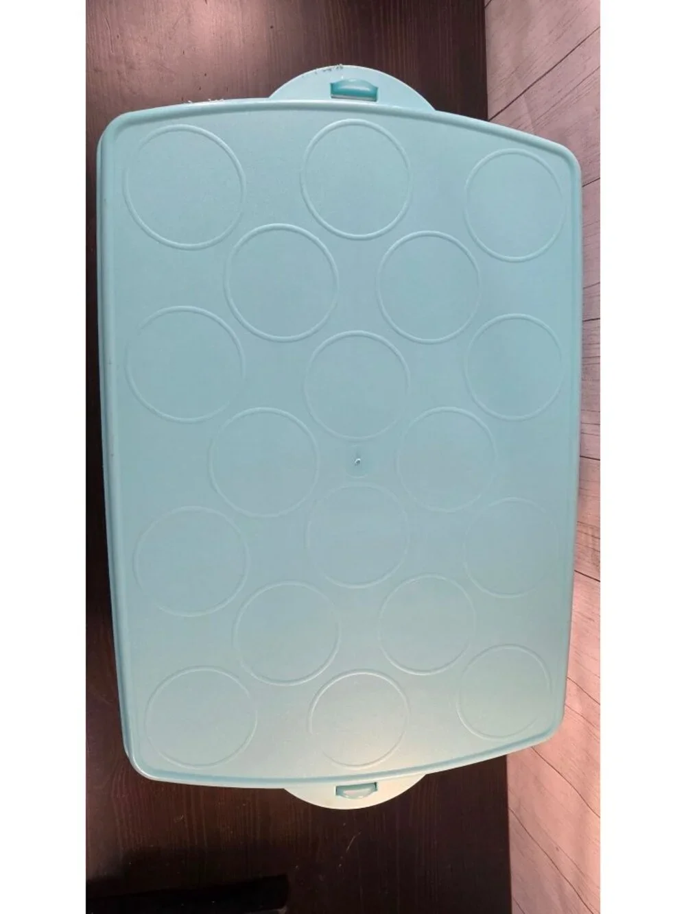 TUPPERWARE CAKE CUPCAKE CARRIER aqua blue SHEET REVERSIBLE TAKER 3861-A teal